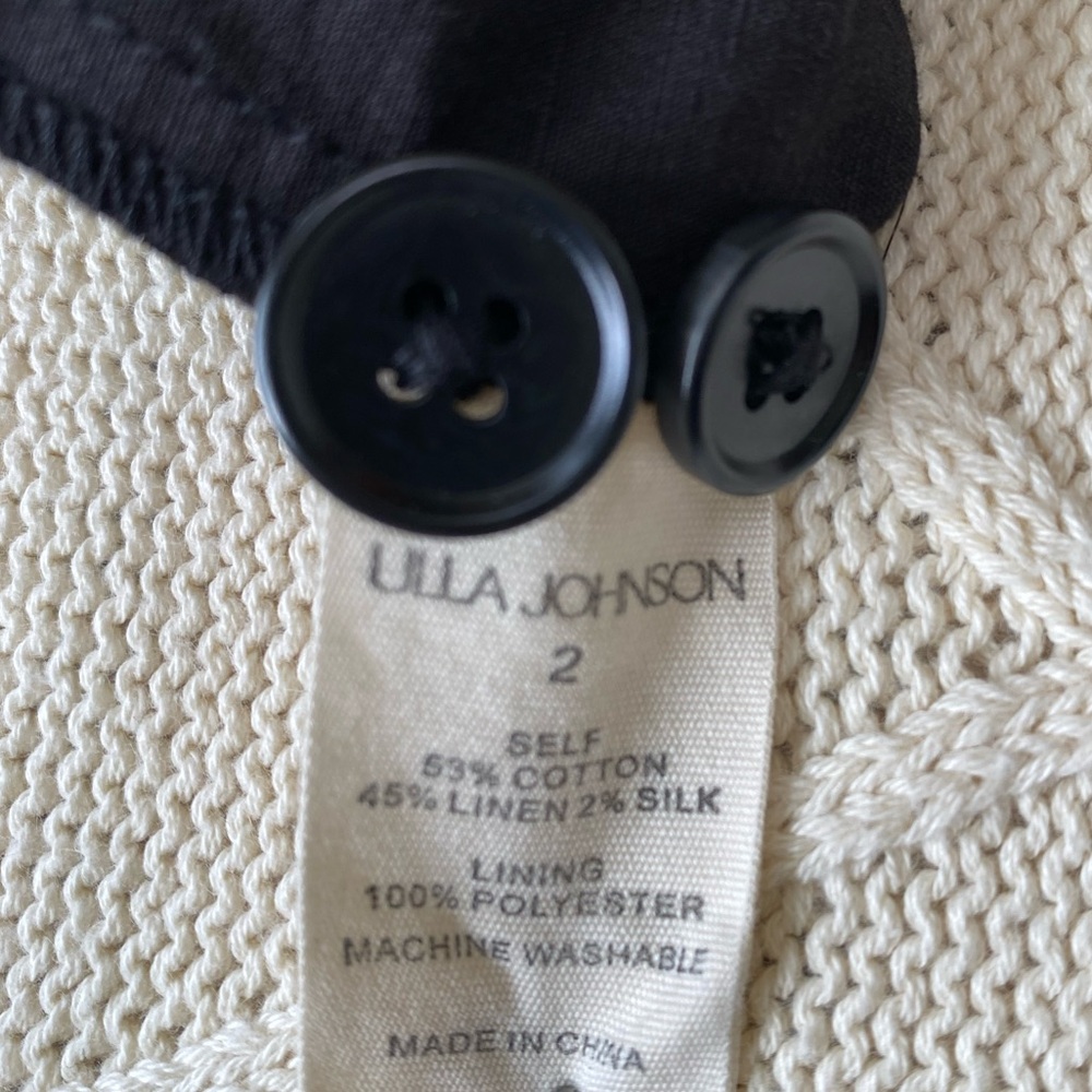 Ulla Johnson Gabriella Cotton Linen Silk Flared Pants Black 2 - Picture 11 of 12